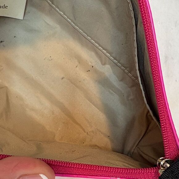 Kate Spade Fuchsia embossed logo Motif Travel Cosmetic Case Pouch Clutch - Picture 14 of 15